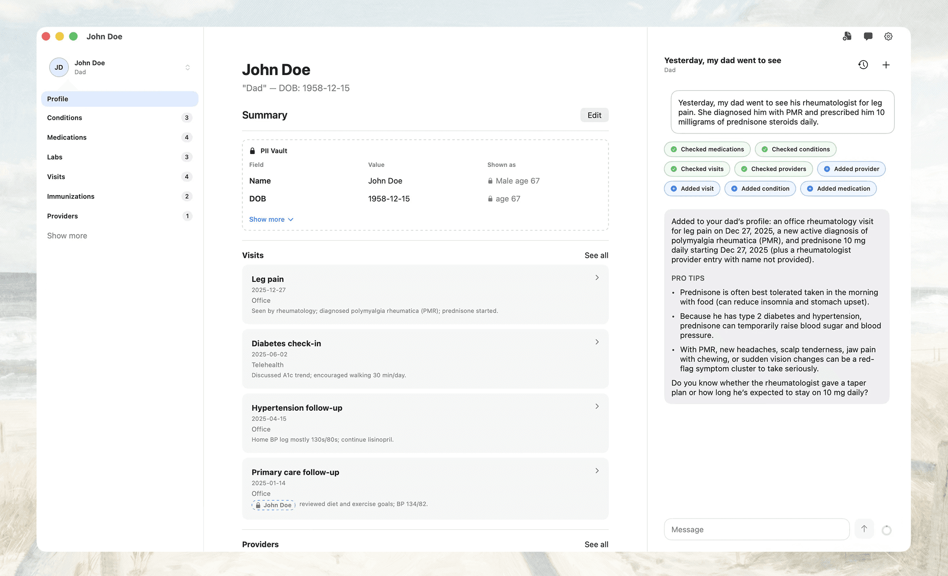 Available Health app screenshot
