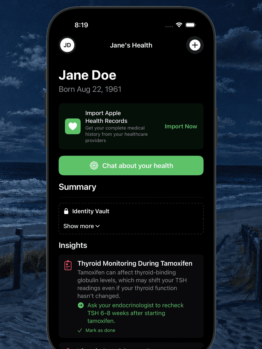 Available Health app screenshot